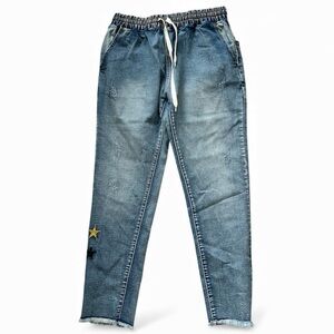 Sunshine Park Embroidered Jogger Ankle Jeans Size M NWT